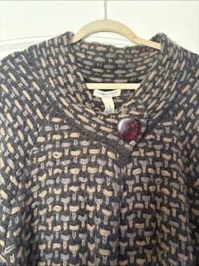 Women's Chunky Knit Cardigan sweater  - Gray & Cream